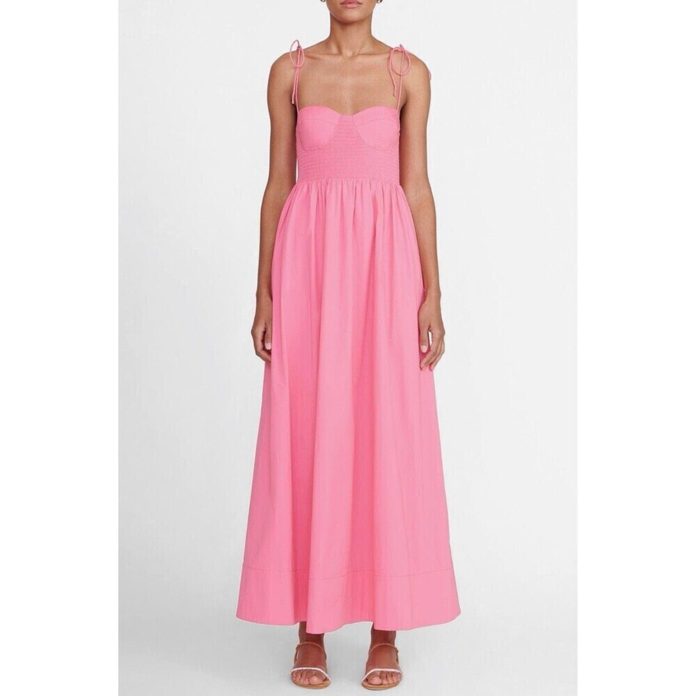 STAUD Landry Shoulder-Tie Smocked Maxi Dress XL Wedding Guest Picnic Romantic